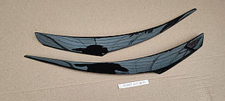 Реснички на фары Хюндай Акцент (2 шт, ABS, Черный глянец) Накладки на фары для Hyundai Accent 4 2010-2017