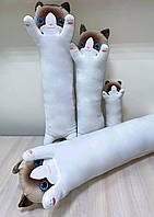 Яркая плюшевая мягкая игрушка-подушка обнимашка антистресс Кот батон 70 см Белый