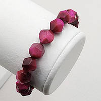 Браслет Малиновий Агат 10 мм Багатогранник на Силіконовій Ніті