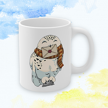 Чашка с принтом Гарри Поттер "Гедвіґа у шарфі"