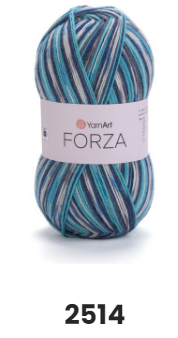 Нитки та пряжа для в'язання шкарпеткова напіввовна 75/25 FORZA YarnArt Форза ЯрнАрт № 2514
