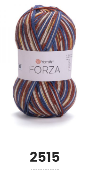 Нитки та пряжа для в'язання шкарпеткова напіввовна 75/25 FORZA YarnArt Форза ЯрнАрт № 2515