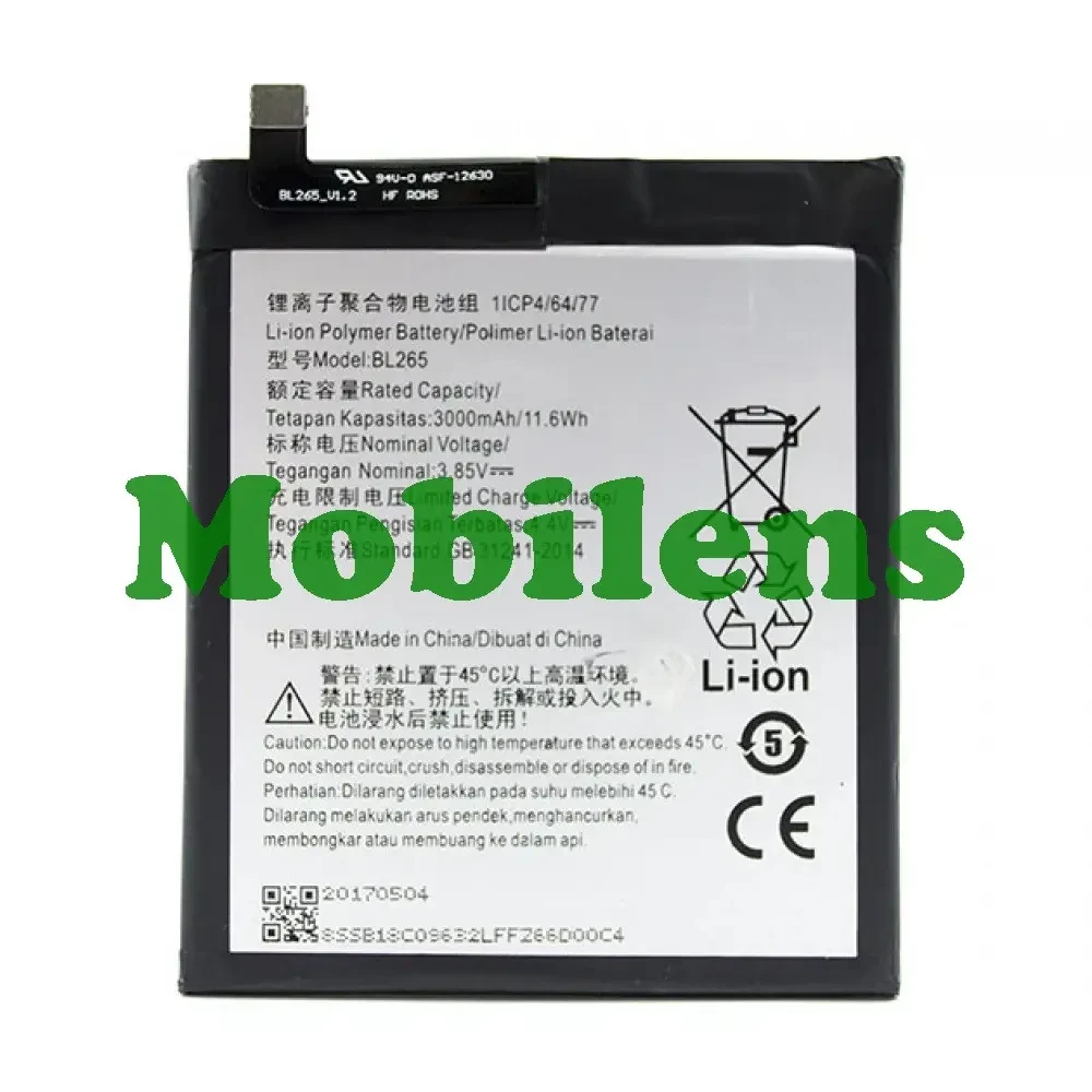 Lenovo A7010, A7010a48 X3 Lite, Motorola XT1662, XT1663 Moto M, BL265 Акумулятор