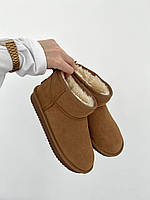 Женские короткие UGG Ultra Mini Camel из натуральной замши Стильные женские зимние замшевые угги 40