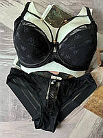 80C Черный комплект женского нижнего белья с портупеей