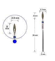 Алмазна фреза "полум'я", синя насічка, 243-023LB