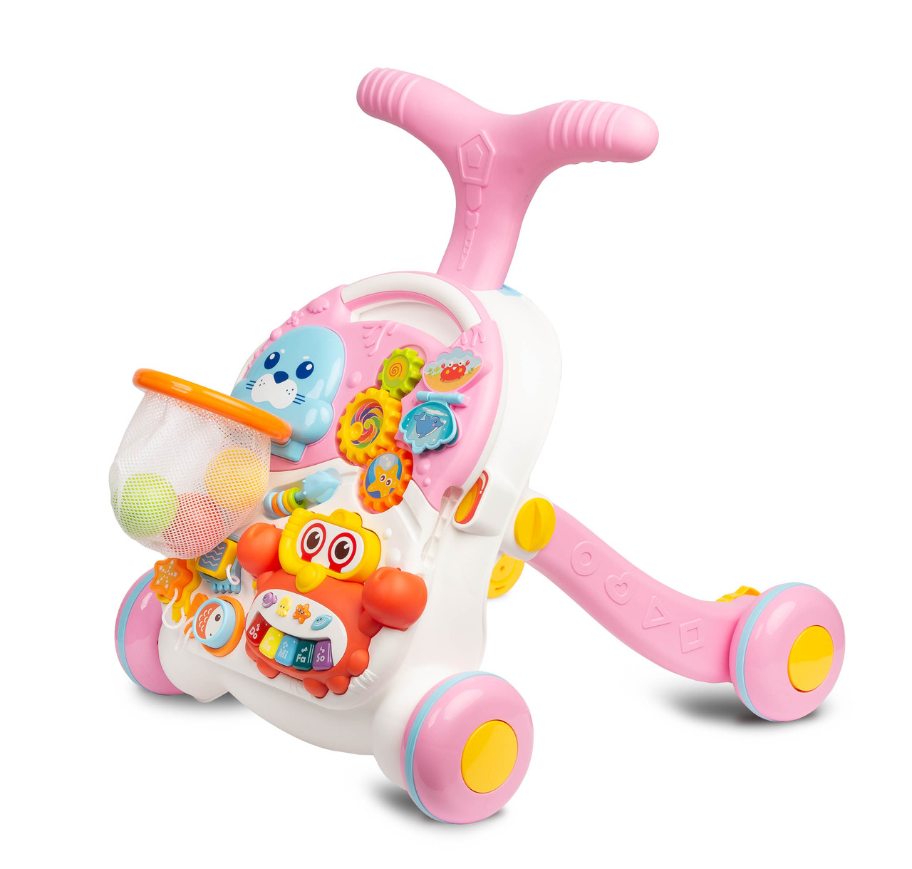Ходунки-каталка ігровий розвиваючий столик 2 в 1 Caretero Spark Pink, фото 1