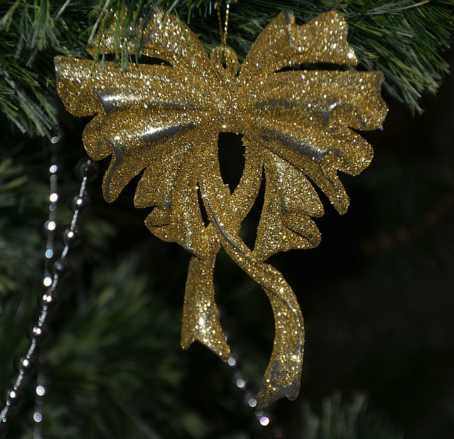 Новогоднее украшение Бант большой золото 0118 - фото 3 - id-p6897011