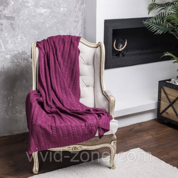Покривало в язані VividZone КЛАСИК 180*220 марсала