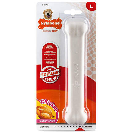 Іграшка для собак Nylabone Extreme Chew Bone кістка зі смаком курки L до 23 кг, фото 1