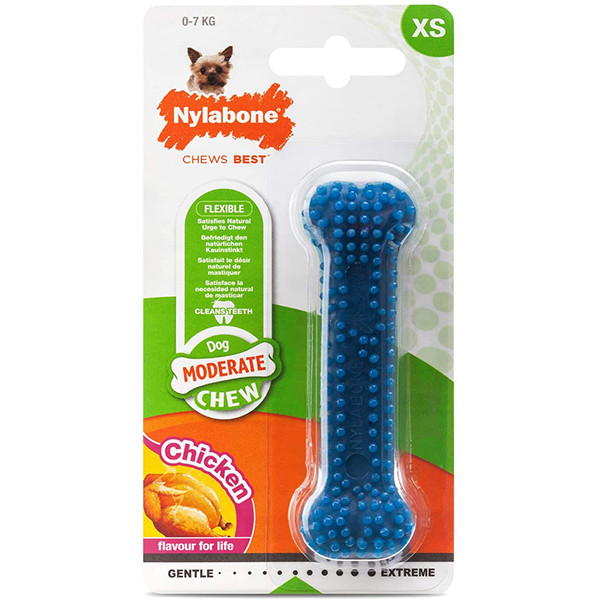 Іграшка для собак Nylabone Moderate Chew Dental Bone зі смаком курки XS до 7 кг