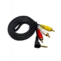 Шнур AV для під'єднання цифрової техніки штекер jack 3.5 3RCA 1,8метра 17 мм кутовий