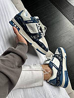 НОВИНКА кроисивки стилина Louis Vuitton Trainer Sneaker White/Blue (модны )