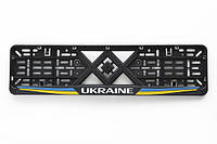 Рамка номерного знака пластиковая черная Ukraine шелкотрафарет защелка снизу 12 Atelie
