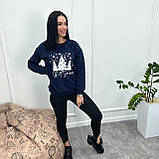 Жіночий новорічний світшот з принтом Let it Snow | Святковий теплий батник на флісі | Худі | Норма та Батал, фото 6