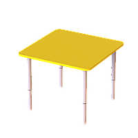 Детский стол квадратный с регулировкой высоты Квадрат, 4 положения ЛДСП 18 мм ST-002 700х700мм, Желтый