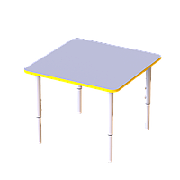 Детский стол квадратный с регулировкой высоты Квадрат, 4 положения ЛДСП 18 мм ST-002 700х700мм, Лаванда