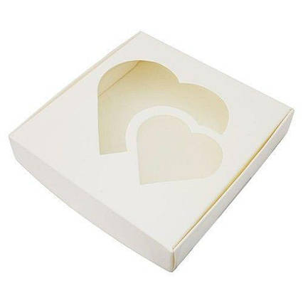 Коробка для пряників Серця Біла, 15х15х3см