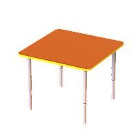 Детский стол квадратный с регулировкой высоты Квадрат, 4 положения ЛДСП 18 мм ST-002 700х700мм, Оранжевый