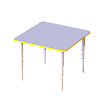 Детский стол квадратный с регулировкой высоты Квадрат, 4 положения ЛДСП 18 мм ST-002 600х600мм, Лаванда