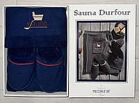 Мужской набор для бани/сауны -Килт, полотенце, тапочки-Maison D'or Sauna Dufour Синий