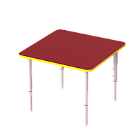 Детский стол квадратный с регулировкой высоты Квадрат, 4 положения ЛДСП 18 мм ST-002 600х600мм, Красный