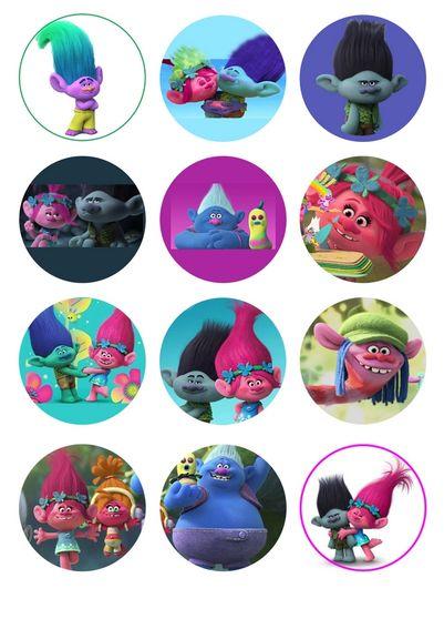 Вафельна картинка для капкейків Тролі 2, фото 1