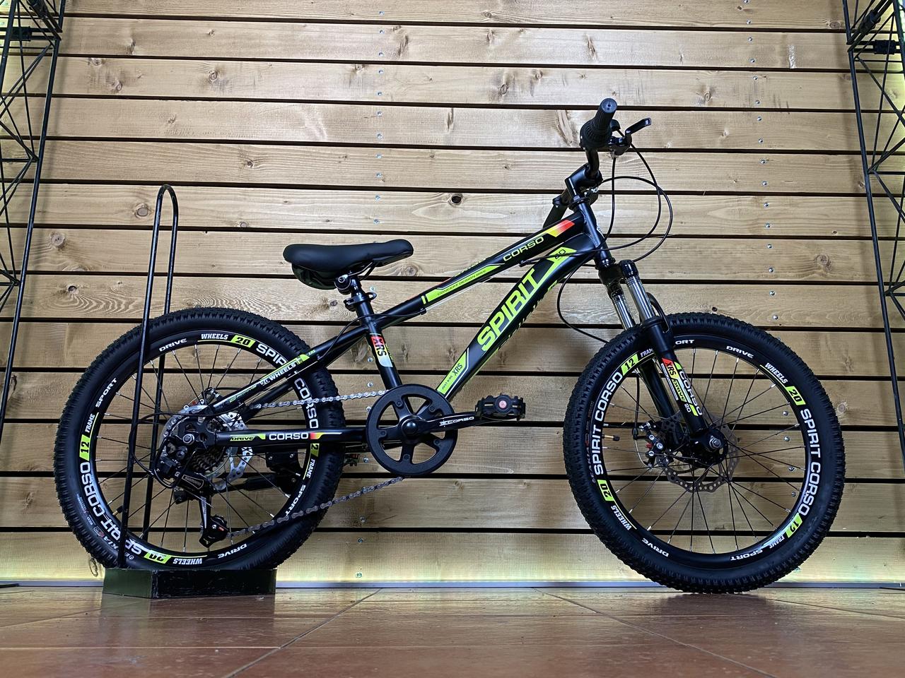 Дитячий велосипед 20" Corso Spirit ST-20946 чорно-зелений на зріст 110-125 см