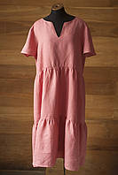 Розовое льняное летнее платье миди женское Esprit, размер 3XL