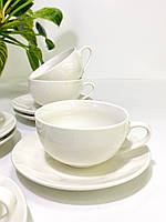 Набор чашек 6 чашек/6 блюдец Olens "Белое кофе" 200 мл керамика для дома и ресторана