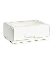Коробка на 8 макаронс з прозорим вікном Біла, 14х10х5,5 см