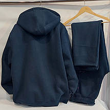 Спортивний теплий костюм FORE Туреччина темно-синій тринитка штани прямі знімний капюшон 70 бавовна, фото 2