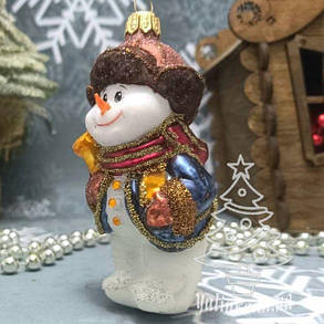 Ялинкова прикраса  іграшок сніговик з дзвоником, фото 2