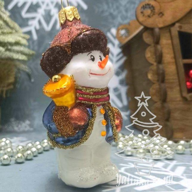 Ялинкова прикраса  іграшок сніговик з дзвоником
