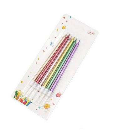 Свічки для торта Металік асорті 13 см, 6 шт