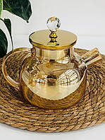 Чайник заварочный Olens "Золотая жемчужина" 1000 мл стеклянный с метал крышкой для дома и ресторана