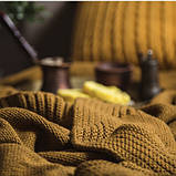 Покривало вʼязане VividZone ГЛАДЬ 180*210 гірчиця, фото 3