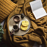 Покривало вʼязане VividZone ГЛАДЬ 180*210 гірчиця, фото 2