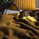 Покривало вʼязане VividZone ГЛАДЬ 180*210 гірчиця, фото 4