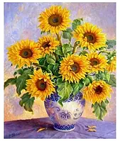 Квіти картини за номерами 40х50 Картина по цифрах на полотні Соняшники у вазі Картини розпис за номерами Rainbow Art GX7689