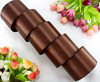 Атласна стрічка для рукоділля - 5 см x 23 м (опт, 5 рулонів) / Коричневий