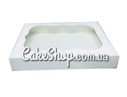 Коробка для пряників з фігурним вікном Біла, 20х30х3 см