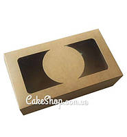 Коробка для еклерів, зефіру з вікном Крафт, 20х11,5х5 см