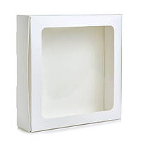 Коробка для макаронс, еклерів, зефіру з вікном Біла, 20х20х5 см