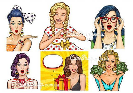 Вафельна картинка Дівчата поп арт