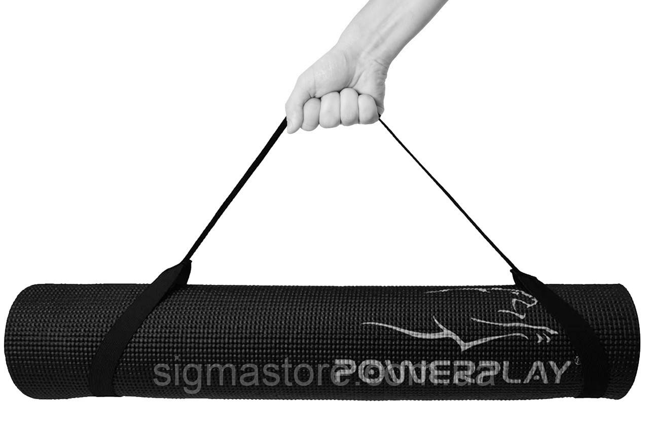 Килимок для йоги та фітнесу PowerPlay 4010 PVC Yoga Mat Чорний (173x61x0.6)