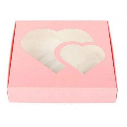 Коробка для пряників Серця Пудра, 15х15х3см
