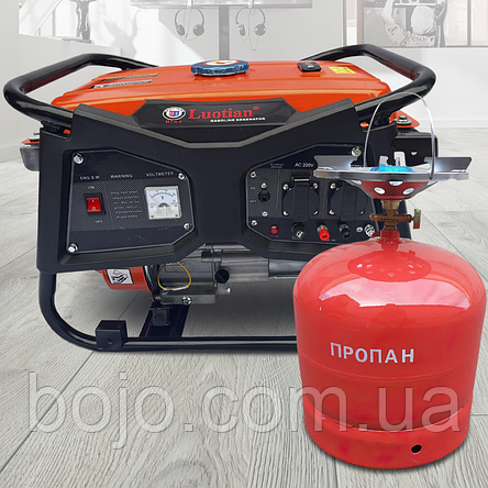 Бензиновий генератор Luotian R4500, однофазний 220 V, 50 Hz, 4000 W + баллон 15 л червоний в подарунок, фото 1