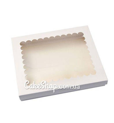 Коробка для пряників з ажурним вікном Біла, 20х17х3 см