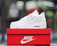 Nike Air Jordan IV Winter White / білі кросівки найк аір джордан зимові на хутрі / аір джордан ретро 4